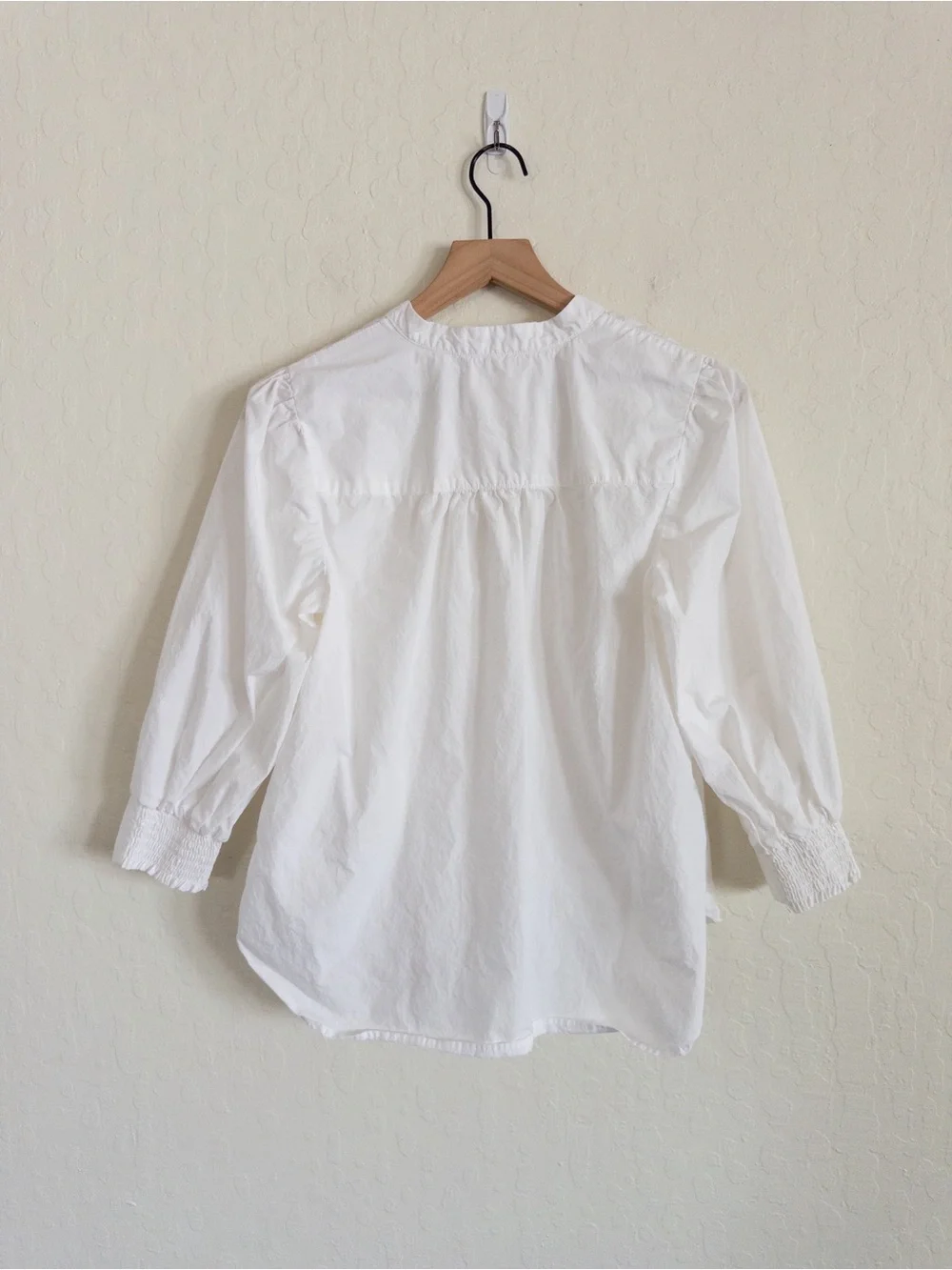 Anthropologie Organic Poplin Cotton Covered Button Blouse Top Medium White